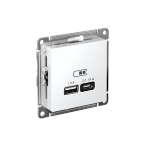 ATLASDESIGN USB РОЗЕТКА A + тип-C 45Вт высокоскор.заряд. QC, PD, механизм, ЛОТОС ATN001329