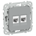 FLITE Розетка 2-местная RJ45/RJ11 категория 5Е/3 UTP РКТ5е/3-2-0-ФлС серый IEK