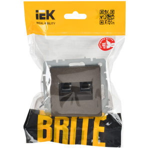 BRITE Розетка компьютерная двойная RJ45 кат.6 РК11-2-БрТБ темная бронза IEK