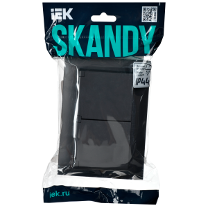 SKANDY Розетка 2-местная и крышкой 16А в сборе IP44 SK-R12G графит IEK