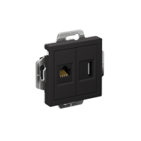 ATLASDESIGN РОЗЕТКА двойная HDMI+RJ45, кат. 5е, механизм, КАРБОН ATN001082