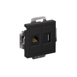 ATLASDESIGN РОЗЕТКА двойная HDMI+RJ45, кат. 5е, механизм, КАРБОН ATN001082