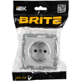 BRITE Розетка 1-местная с заземлением без защитных шторок 16А безвинтовое крепление РС21-1-0-БрА алюминий IEK