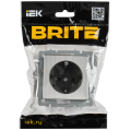 BRITE Розетка 1-местная с заземлением с защитными шторками 16А РС14-1-0-БрГН металл хромникель IEK