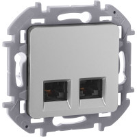 INSPIRIA Розетка компьютерная двойная RJ45 категория 5Е UTP алюминий