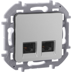 INSPIRIA Розетка компьютерная двойная RJ45 категория 5Е UTP алюминий