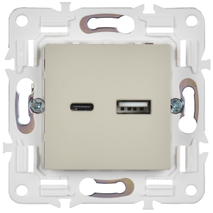 SKANDY Розетка USB A+C 18Вт SK-R13B бежевый IEK