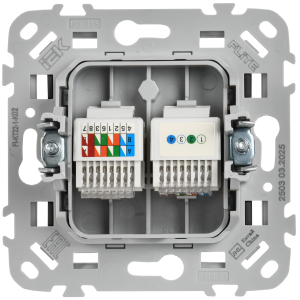 FLITE Розетка 2-местная RJ45/RJ11 категория 5Е/3 UTP РКТ5е/3-2-0-ФлЧ черный IEK