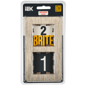 BRITE Рамка 2-местная РУ-2-1-Бр металл шампань RE AL IEK