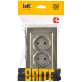 BRITE Розетка 2-местная без заземления с защитными шторками 10А в сборе РСш12-2-БрШ шампань IEK