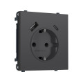 MS910010 Комплект механизма электрической розетки SIGMA Графит Мягкое касание 2USB AC 20W быст. зар. сз сш 16A-250V QUANT PRO SP9100, PR160