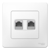 BLANCA С/У РОЗЕТКА двойная: комп.RJ45, кат.5E + телефон. RJ11, БЕЛЫЙ BLNIS045111