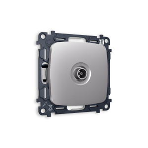 MO513030 Комплект механизма TV розетки проходной OMEGA Сталь матовый 5-1000 MHz 4dB QUANT OP5130, VM211 AMBRELLA VOLT