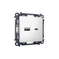 MA131010 Комплект механизма розетки ALFA Белый матовый 2USB AC 20W быстрая зарядка QUANT AP1310, VM177 AMBRELLA VOLT