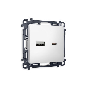 MA131010 Комплект механизма розетки ALFA Белый матовый 2USB AC 20W быстрая зарядка QUANT AP1310, VM177 AMBRELLA VOLT