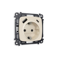 MO330010 Комплект механизма электрической розетки OMEGA Бежевый матовый 2USB AC 20W быстрая зарядка сз QUANT OP3300, VM160 AMBRELLA VOLT