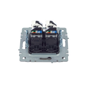 BRITE Розетка компьютерная двойная RJ45 кат.5E РК10-2-БрС сталь IEK