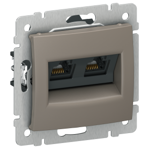 IEKVALENA Розетка компьютерная двойная RJ45 категория 6 UTP 6945321 капучино IEK
