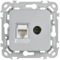 FLITE Розетка 2-местная RJ45/TV категория 5Е UTP РКТВ5е-2-0-ФлА алюминий IEK