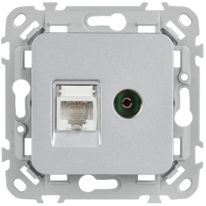 FLITE Розетка 2-местная RJ45/TV категория 5Е UTP РКТВ5е-2-0-ФлА алюминий IEK