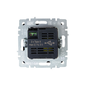 BRITE Розетка USB A+A 5В 3,1А РЮ10-1-БрМ маренго IEK