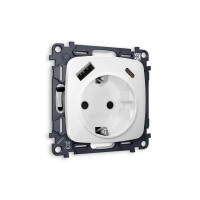 MO110010 Комплект механизма электрической розетки OMEGA Белый глянец 2USB AC 20W быстрая зарядка сз QUANT OP1100, VM160 AMBRELLA VOLT