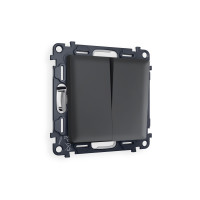 MA903020 Комплект механизма 2-кл проходного выключателя ALFA Графит мягкое касание QUANT AP9030, VM120 AMBRELLA VOLT