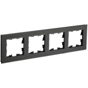 BRITE Рамка 4-местная РУ-4-2-Бр стекло черный матовый IEK