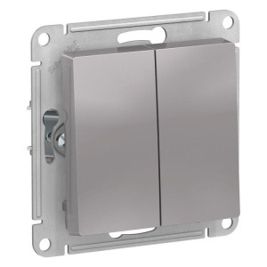 ATLASDESIGN AQUA 2-клавишный ВЫКЛЮЧАТЕЛЬ, IP44, сх.5, 10АХ, механизм, АЛЮМИНИЙ ATN440351