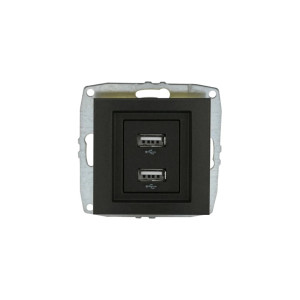Розетка двойная USB -зарядка механизм Mono Electric Despina/ Larissa графит 500-002005-178