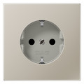 Розетка Jung LS METAL, скрытый монтаж, с заземлением, со шторками, стальной, ES1520KI
