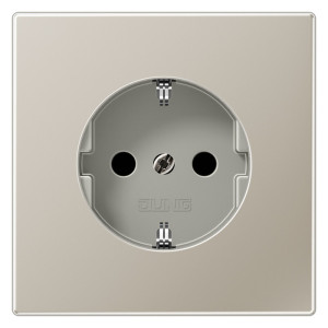 Розетка Jung LS METAL, скрытый монтаж, с заземлением, со шторками, стальной, ES1520KI