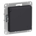 ATLASDESIGN РОЗЕТКА с заземлением со шторками с крышкой, 16А, IP20, механизм, КАРБОН ATN001046