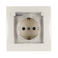 Розетка 1-м СП Simon15 16А IP44 250В с заземл. Schuko защ. шторки с крышкой винт. клеммы сл. кость Simon 1590450-031