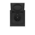 Розетка силовая, 2PE, с зш, с крышкой, IP44, KANT, черный уголь