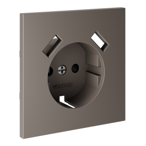 Накладка для розетки с заземлением и защитными шторками, с USB AA, S70 капучино