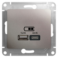 GLOSSA USB РОЗЕТКА А+С, 5В/2,4А, 2х5В/1,2А, механизм, ПЛАТИНА GSL001239