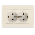 Розетка 2-м СП Афина 16А IP20 с заземл. в сборе сл. кость ivory Universal A0128-I