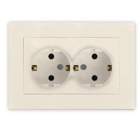 Розетка 2-м СП Афина 16А IP20 с заземл. в сборе сл. кость ivory Universal A0128-I