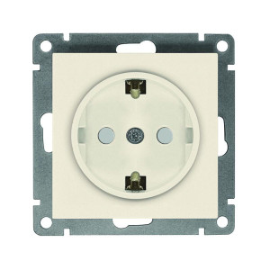 Розетка 1-м СП Афина 16А IP20 с заземл. защ. шторки механизм сл. кость ivory Universal A0049-I
