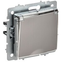 BRITE Розетка 1-местная с заземлением с защитными шторками и крышкой 16А IP20 РСбш10-3-БрГН металл хромникель IEK