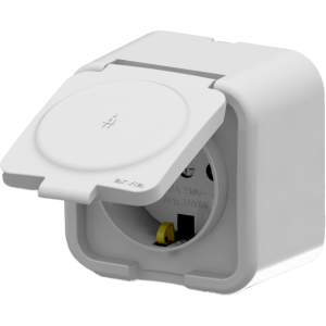 Arvia Electric, Aria, Розетка с заземлением с крышкой, IP-20 белый
