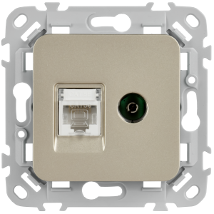 FLITE Розетка 2-местная RJ45/TV категория 5Е UTP РКТВ5е-2-0-ФлШ шампань IEK