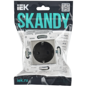 SKANDY Розетка с заземлением с защитными шторками 16А безвинтовое крепление SK-R06N металл никель IEK