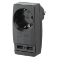 Адаптер 1-м с заземл. Polynom SP-1e-USB-B 220В 2хUSB 2100мА черн. Эра Б0026333