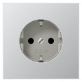 Розетка Jung LS METAL, скрытый монтаж, с заземлением, со шторками, алюминий, AL1520KI