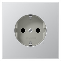 Розетка Jung LS METAL, скрытый монтаж, с заземлением, со шторками, алюминий, AL1520KI