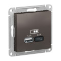 ATLASDESIGN USB РОЗЕТКА А+С, 5В/2,4А, 2х5В/1,2А, механизм, МОККО ATN000639