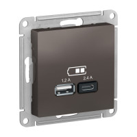ATLASDESIGN USB РОЗЕТКА А+С, 5В/2,4А, 2х5В/1,2А, механизм, МОККО ATN000639