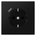 Розетка с USB Jung LS 990, скрытый монтаж, с заземлением, черный матовый, LS1520-18CSWM